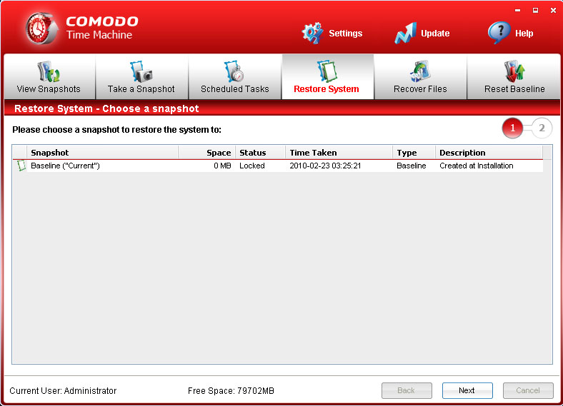 Comodo Time Machine