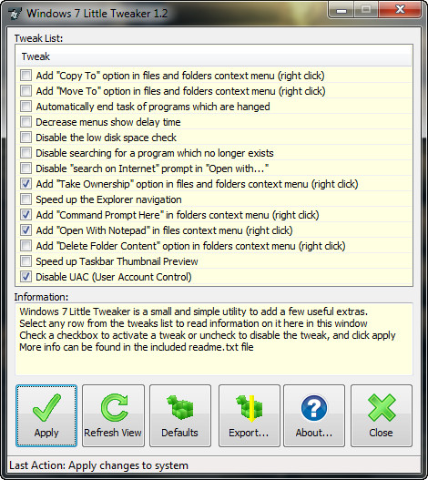 Windows 7 Little Tweaker