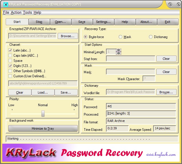 KRyLack Password Recovery